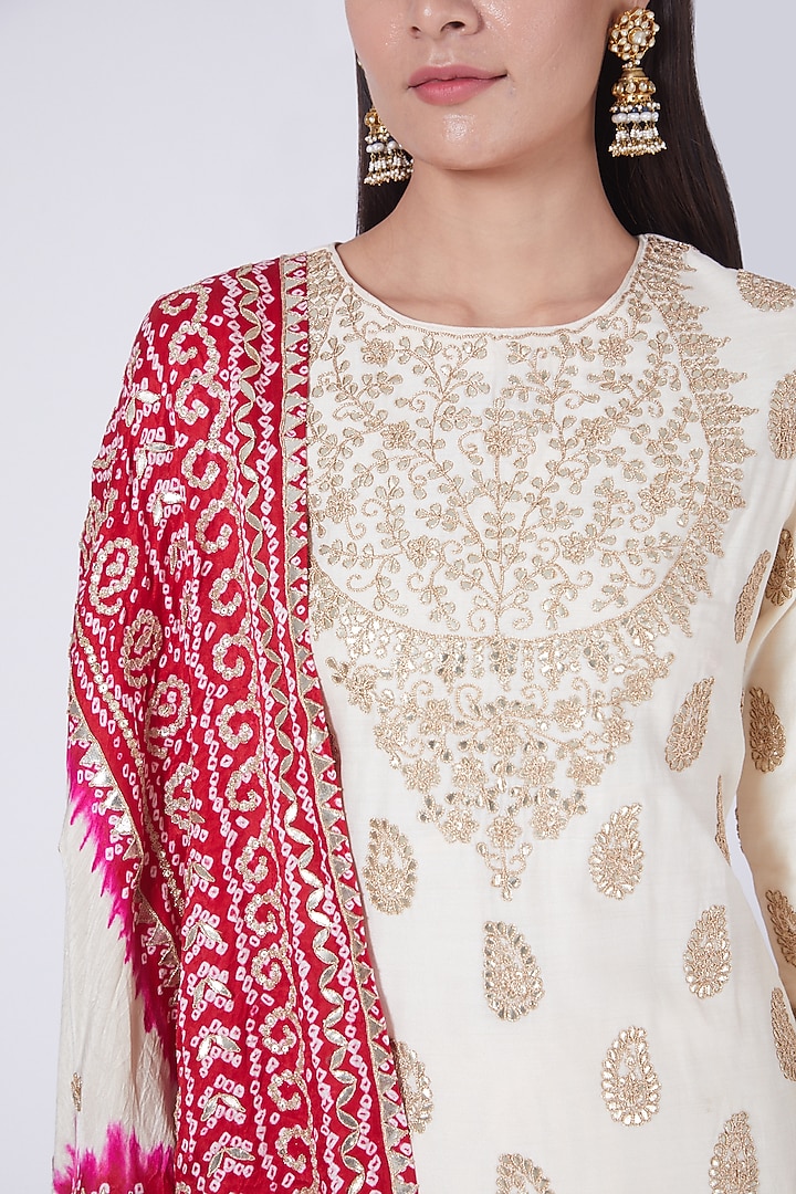 Cream Crushed Cotton Bridal Sharara Set by Faabiiana at Pernia's Pop Up Shop