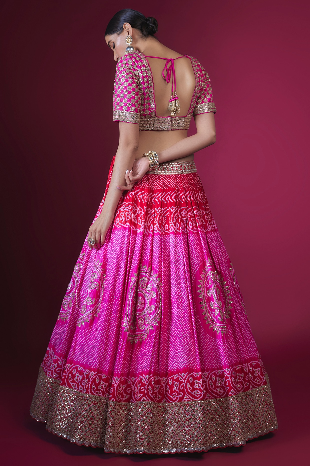 Buy online Bandhani Printed Lehenga Choli With Dupatta from ethnic wear for  Women by Scakhi for ₹14489 at 35% off | 2024 Limeroad.com