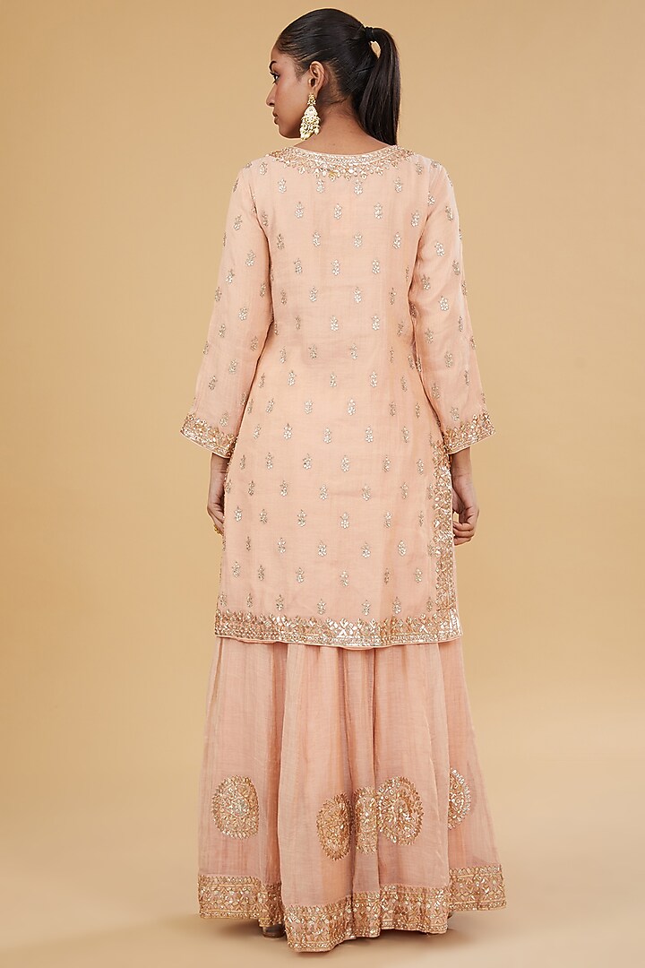 Dull Gold Chanderi Bridal Sharara Set by Faabiiana at Pernia's Pop Up Shop