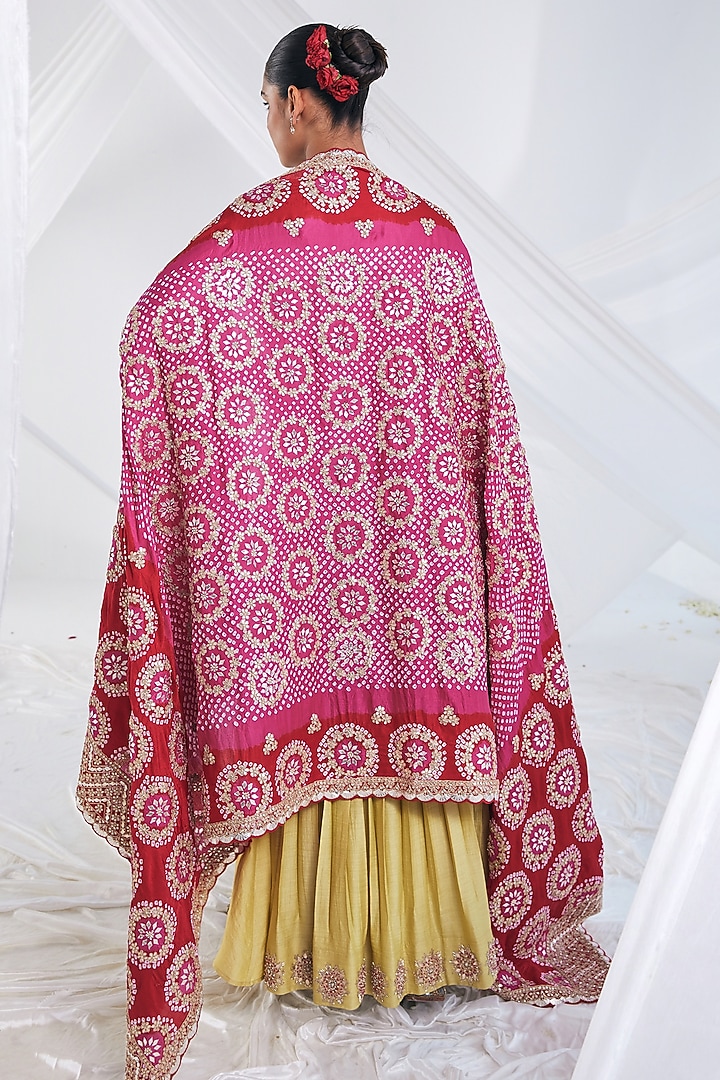 Mehendi Green Chanderi Cotton Bridal Anarkali Set by Faabiiana at Pernia's Pop Up Shop