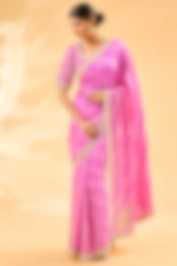 Pink Dupion Leheriya Saree Set by Faabiiana at Pernia's Pop Up Shop