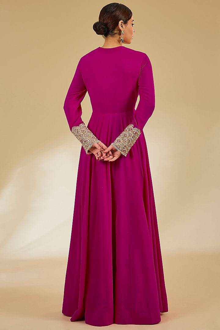 Rani Pink Moonga Silk Bridal Anarkali Set by Faabiiana at Pernia's Pop Up Shop