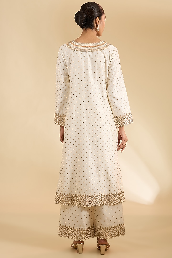 Ivory Chanderi Silk Kurta Set by Faabiiana at Pernia's Pop Up Shop