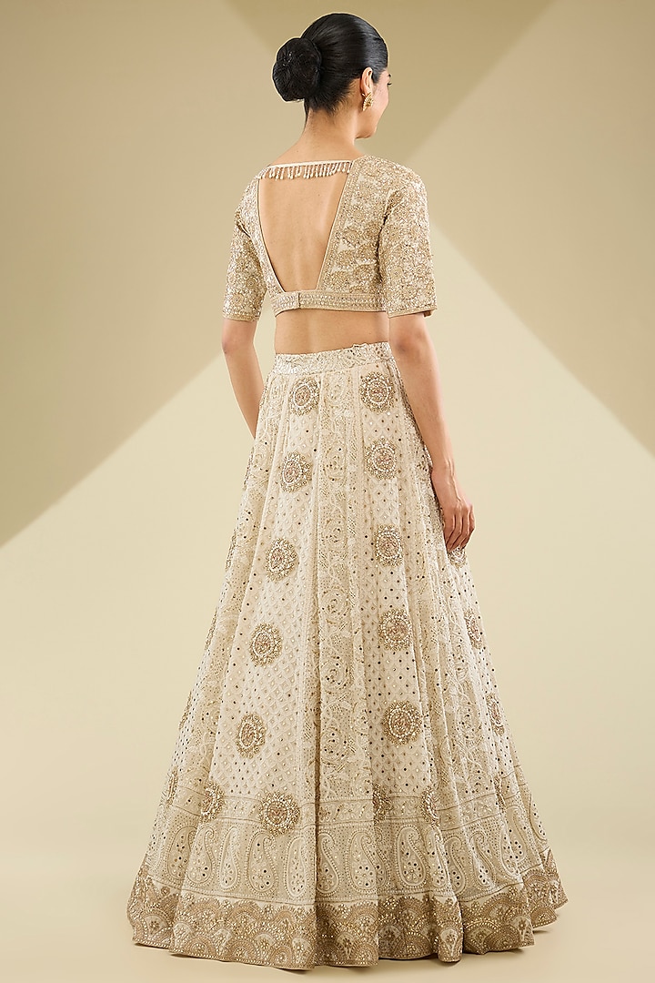 Ivory Chikankari Bridal Lehenga Set by Faabiiana at Pernia's Pop Up Shop