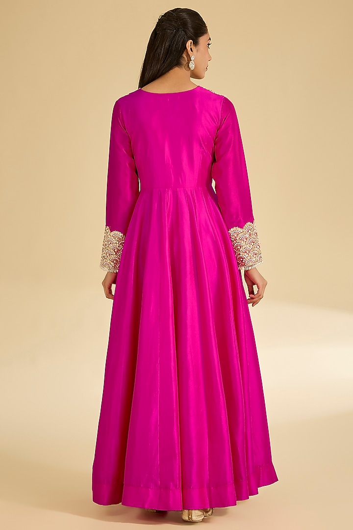 Pink Matka Silk Bridal Anarkali Set by Faabiiana at Pernia's Pop Up Shop