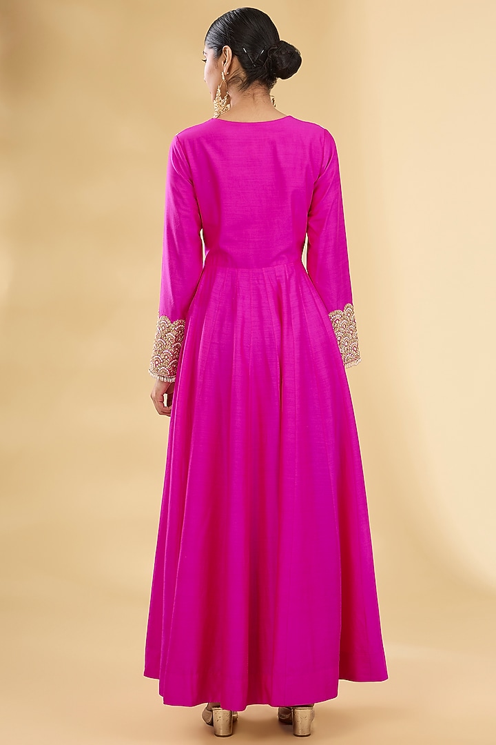 Pink Matka Silk Bridal Anarkali Set by Faabiiana at Pernia's Pop Up Shop