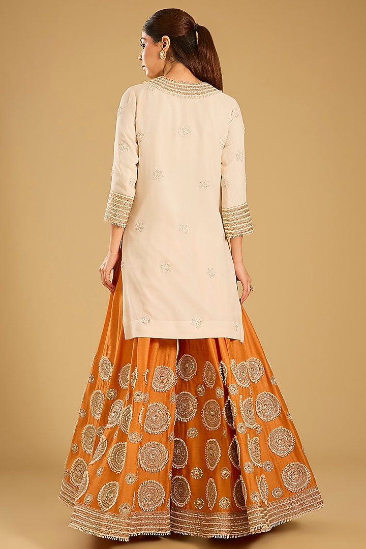 Orange Chikankari Bridal Sharara Set by Faabiiana at Pernia's Pop Up Shop