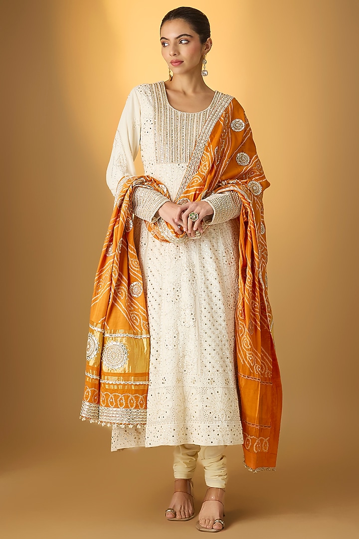 Ivory Chikankari Bridal Anarkali Set by Faabiiana at Pernia's Pop Up Shop