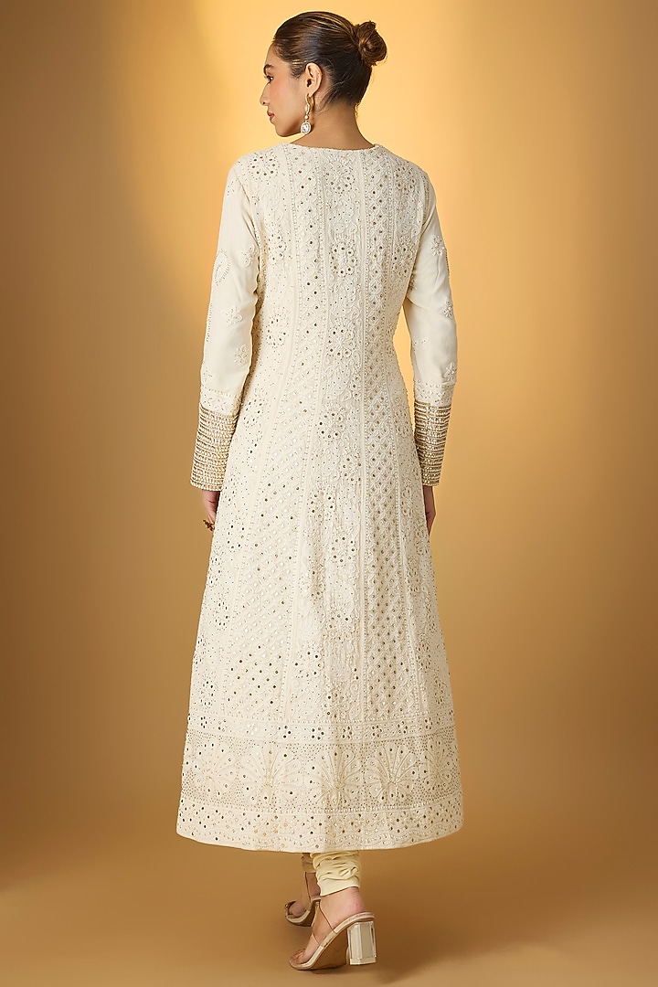 Ivory Chikankari Bridal Anarkali Set by Faabiiana at Pernia's Pop Up Shop