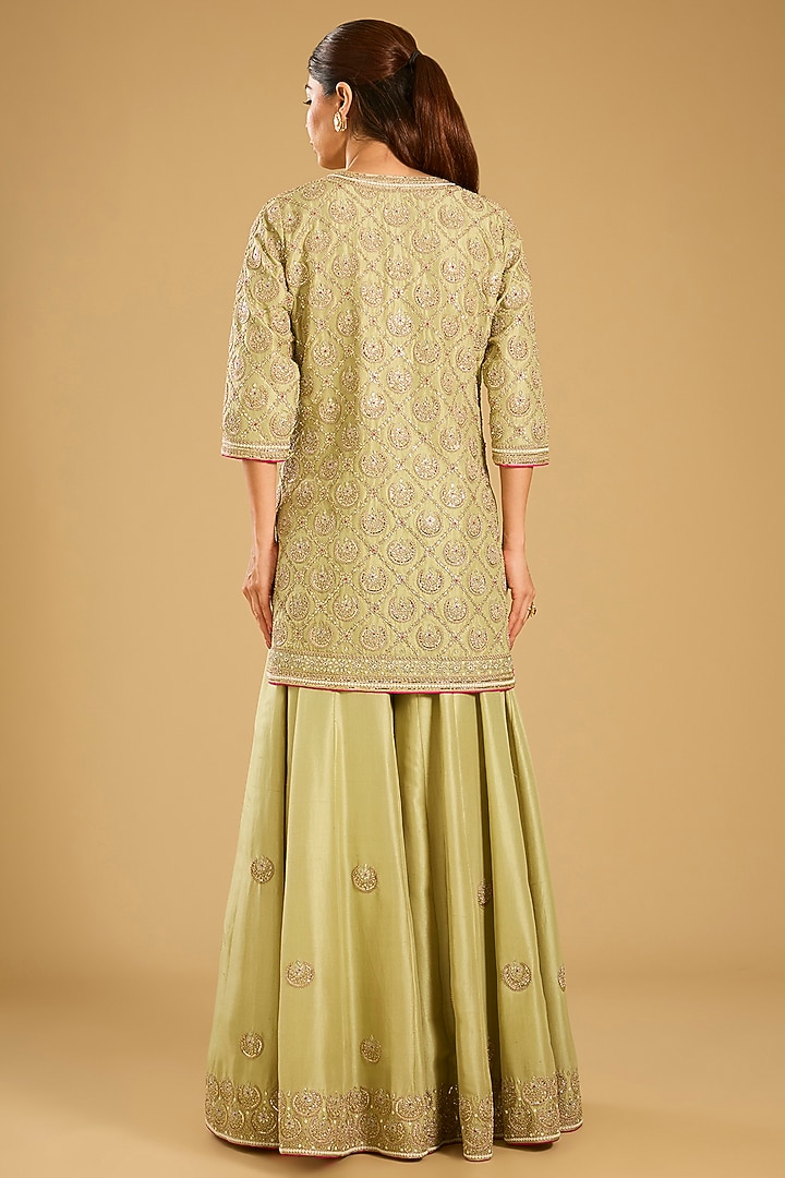 Pista Green Dupion Bridal Sharara Set by Faabiiana at Pernia's Pop Up Shop