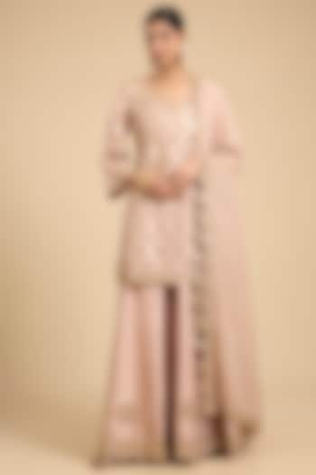 Onion Pink Dupion Silk Bridal Sharara Set by Faabiiana at Pernia's Pop Up Shop