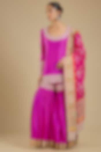 Rani Pink Silk Gharara Set by Faabiiana at Pernia's Pop Up Shop