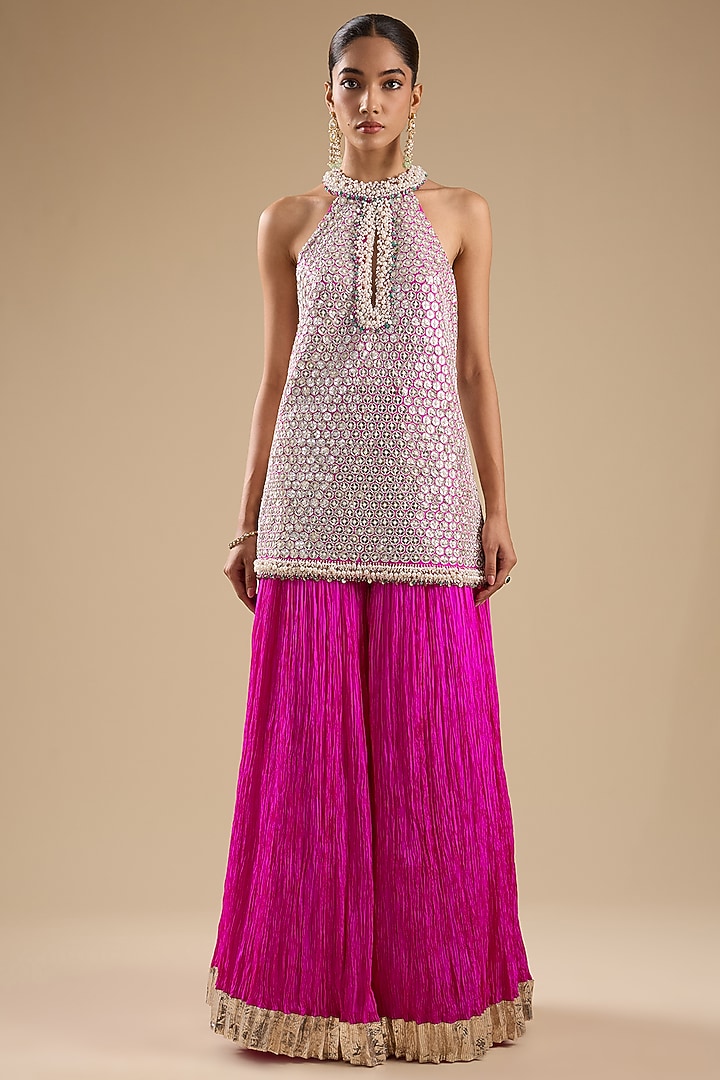 Pink Silk Bridal Sharara Set by Faabiiana at Pernia's Pop Up Shop