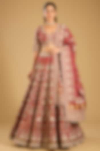 Reddish Pink Patola Bridal Lehenga Set by Faabiiana at Pernia's Pop Up Shop