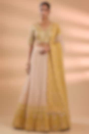 Ivory & Yellow Chikankari Bridal Lehenga Set by Faabiiana at Pernia's Pop Up Shop