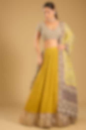 Yellow Silk Bridal Lehenga Set by Faabiiana at Pernia's Pop Up Shop