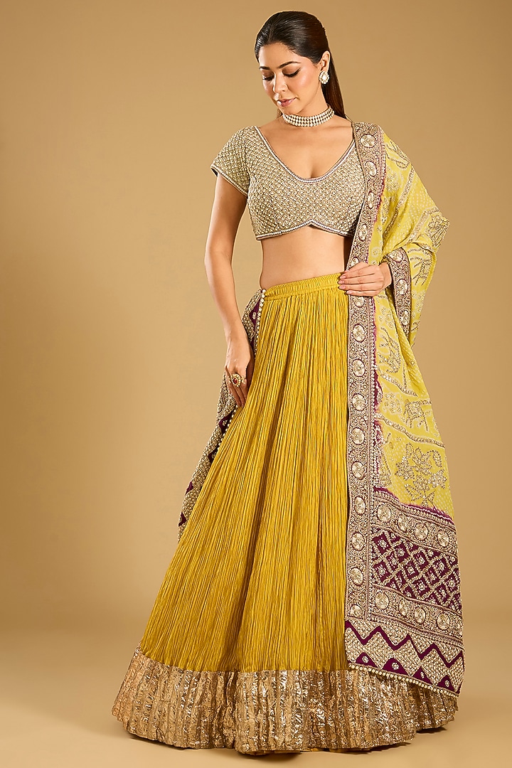 Yellow Silk Bridal Lehenga Set by Faabiiana at Pernia's Pop Up Shop