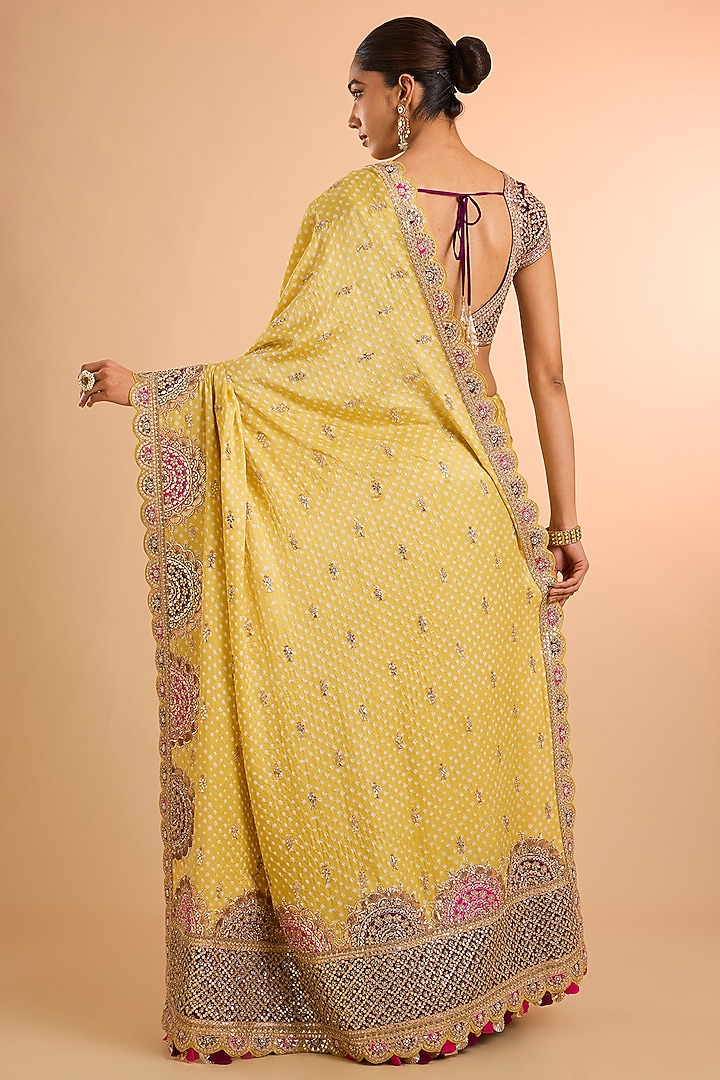 Yellow Gajji Silk Bridal Saree Set by Faabiiana at Pernia's Pop Up Shop