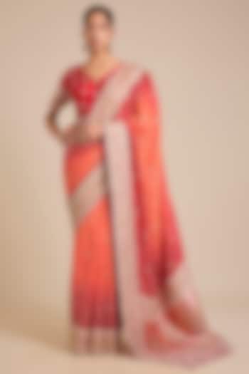 Red Silk Bridal Saree Set by Faabiiana at Pernia's Pop Up Shop