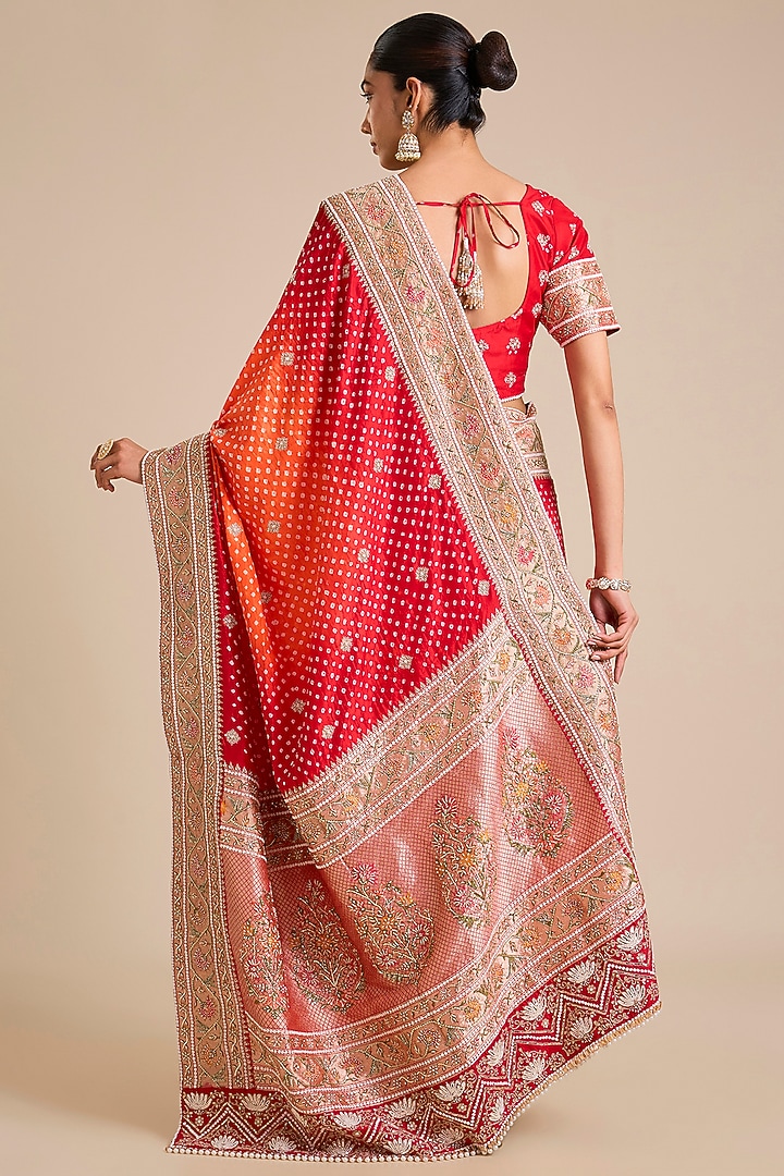 Red Silk Bridal Saree Set by Faabiiana at Pernia's Pop Up Shop