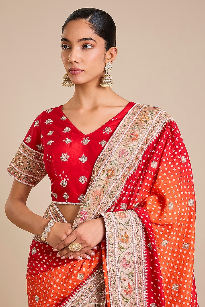 Red Silk Bridal Saree Set by Faabiiana at Pernia's Pop Up Shop