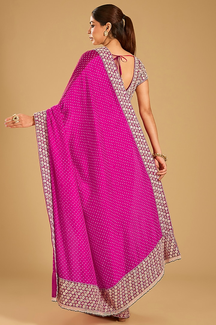 Red & Rani Gajji Silk Bridal Saree Set by Faabiiana at Pernia's Pop Up Shop
