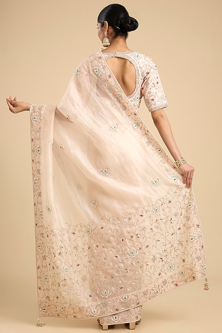 Ivory Organza Bridal Saree Set by Faabiiana at Pernia's Pop Up Shop