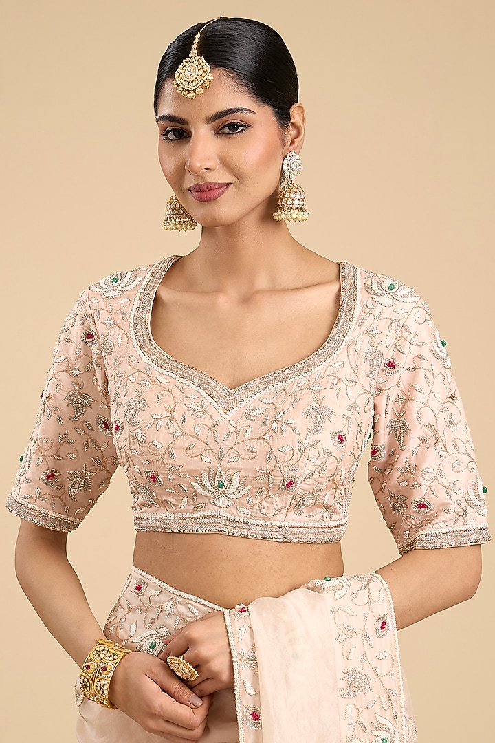 Ivory Organza Bridal Saree Set by Faabiiana at Pernia's Pop Up Shop