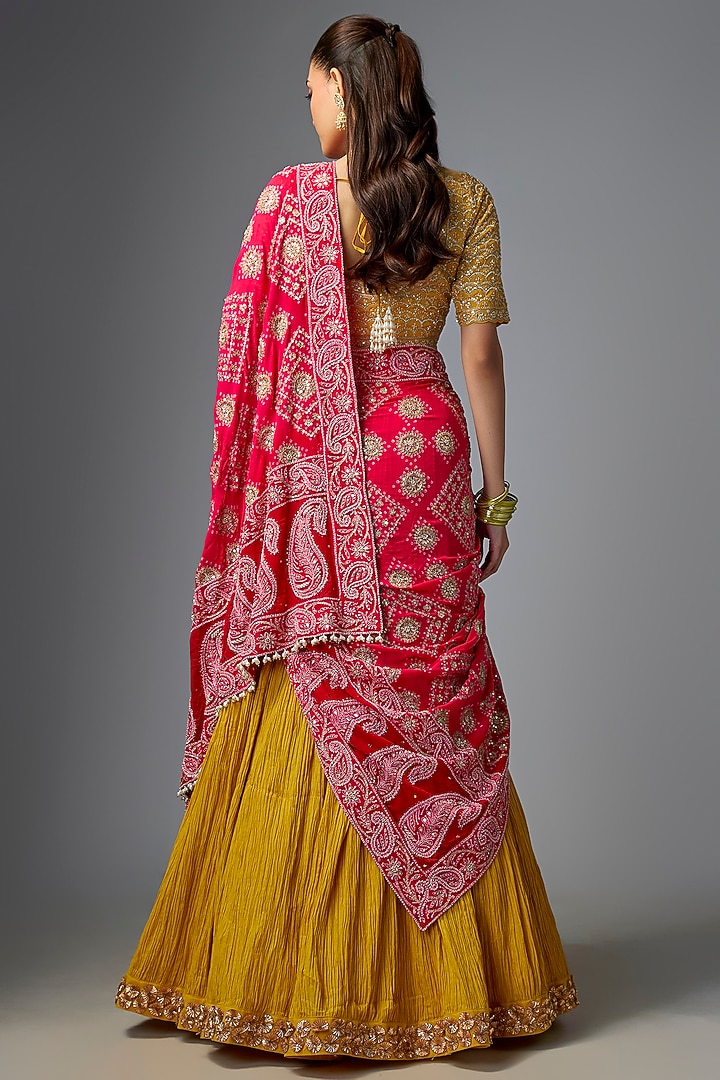 Red Cotton Bridal Lehenga Saree Set by Faabiiana at Pernia's Pop Up Shop