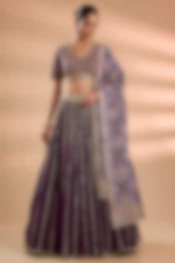 Purple Silk Bridal Lehenga Set by Faabiiana at Pernia's Pop Up Shop