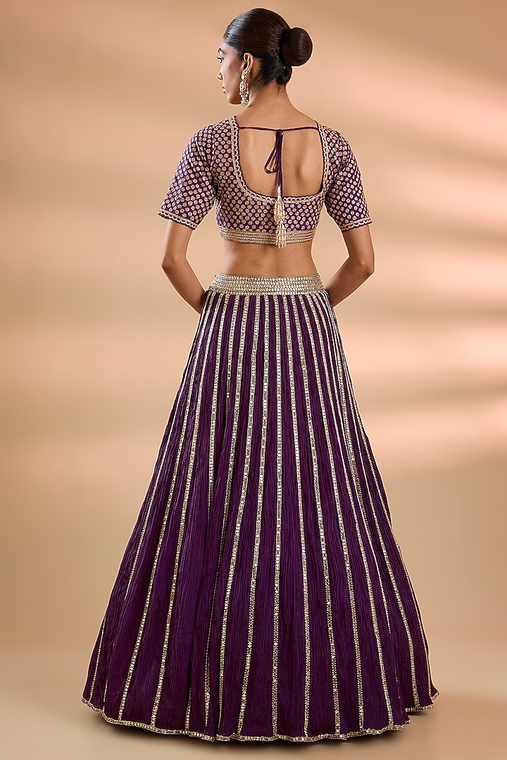 Purple Silk Bridal Lehenga Set by Faabiiana at Pernia's Pop Up Shop