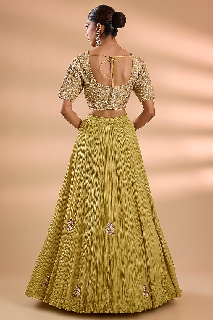 Pista Green Silk Bridal Lehenga Set by Faabiiana at Pernia's Pop Up Shop
