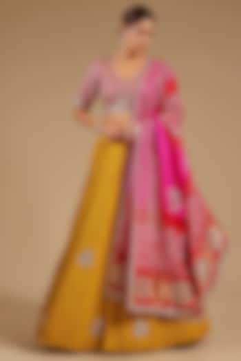 Yellow Habutai Silk Bridal Lehenga Set by Faabiiana at Pernia's Pop Up Shop