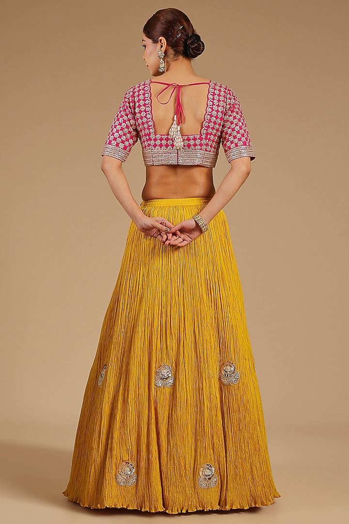 Yellow Habutai Silk Bridal Lehenga Set by Faabiiana at Pernia's Pop Up Shop