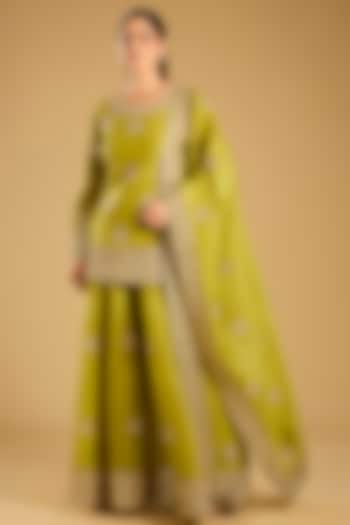 Mehendi Green Organza Bridal Sharara Set by Faabiiana at Pernia's Pop Up Shop