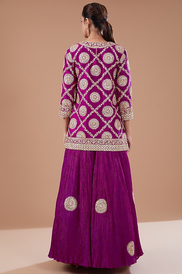Purple Crushed Bridal Sharara Set by Faabiiana at Pernia's Pop Up Shop