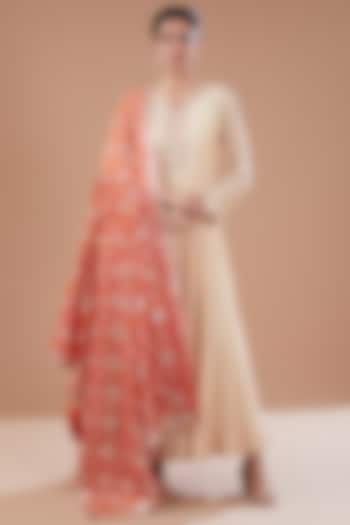 Ivory Chanderi Silk Bridal Anarkali Set by Faabiiana at Pernia's Pop Up Shop