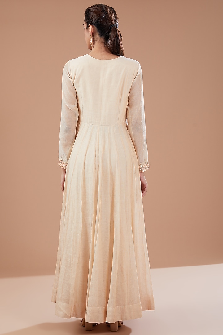 Ivory Chanderi Silk Bridal Anarkali Set by Faabiiana at Pernia's Pop Up Shop