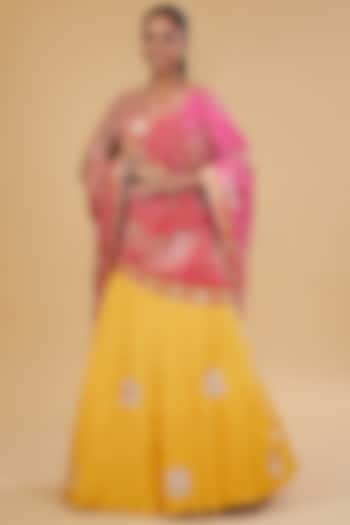 Mustard Crushed Silk Bridal Lehenga Set by Faabiiana at Pernia's Pop Up Shop