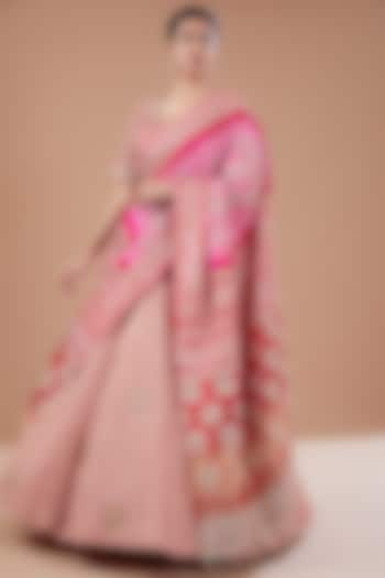 Onion Pink Crushed Bridal Lehenga Set by Faabiiana at Pernia's Pop Up Shop