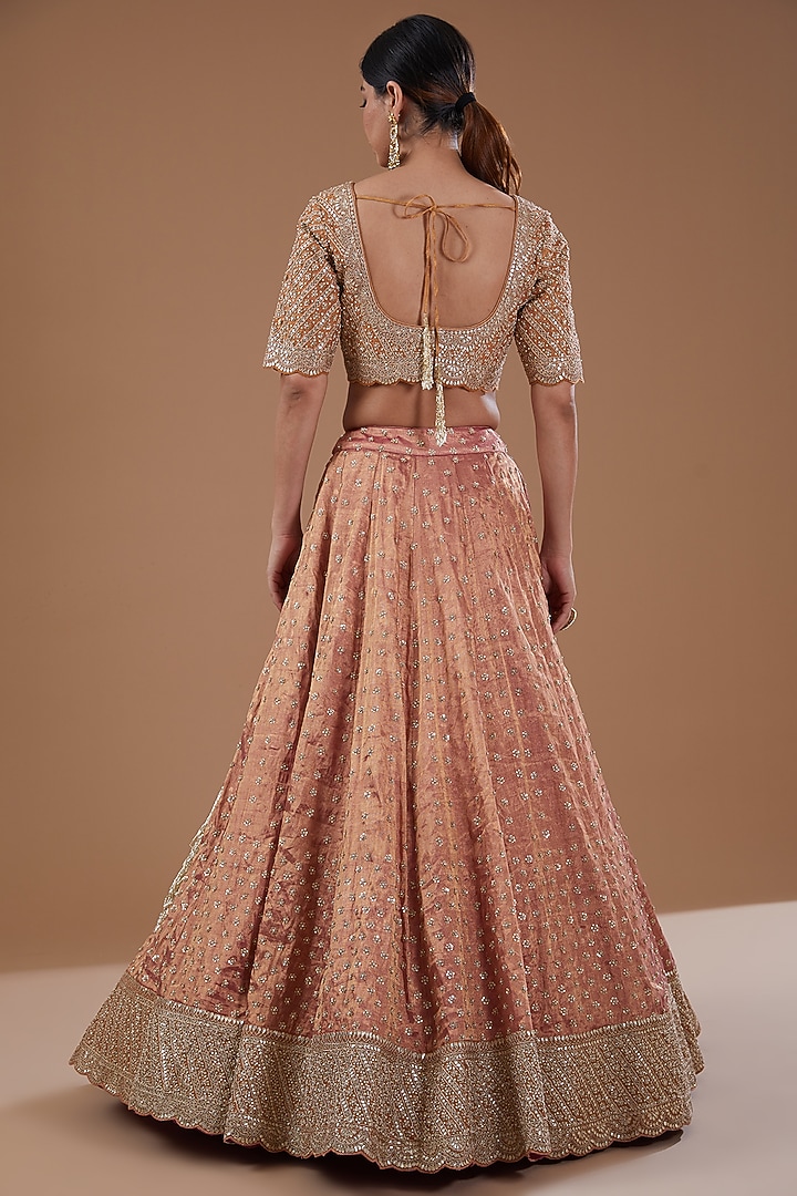 Rust-Orange Banarasi Tissue Bridal Lehenga Set by Faabiiana at Pernia's Pop Up Shop
