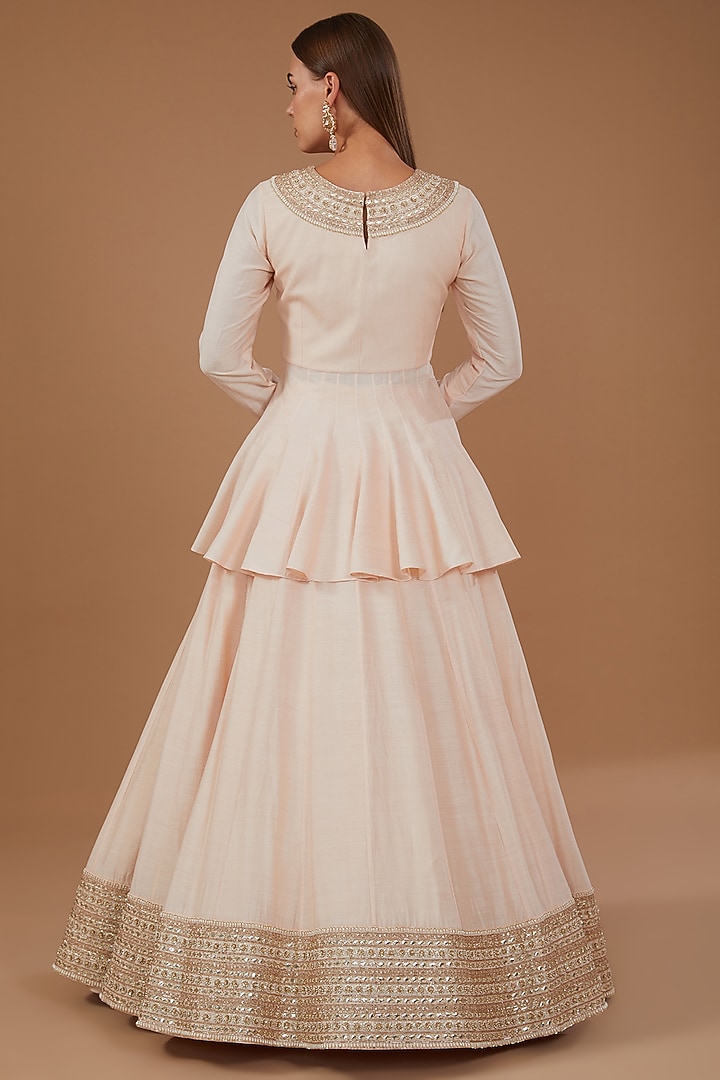 Blush Pink Moonga Silk Bridal Lehenga Set by Faabiiana at Pernia's Pop Up Shop