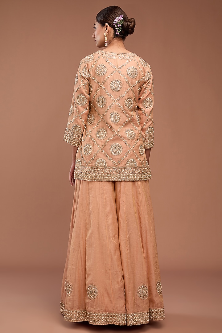 Orange Chanderi Silk Bridal Sharara Set by Faabiiana at Pernia's Pop Up Shop