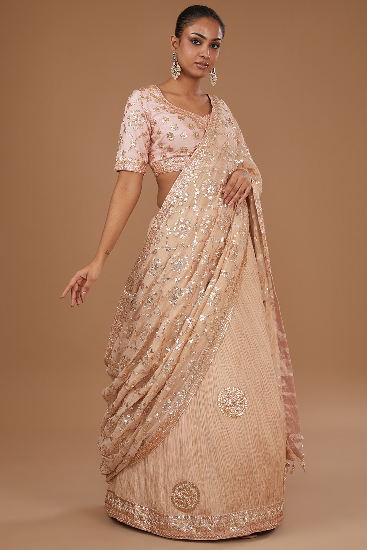 Net And Raw Silk Peach Attractive Raw Silk, Net Embroidered Wedding Lehenga  Choli at Rs 8585 in Surat