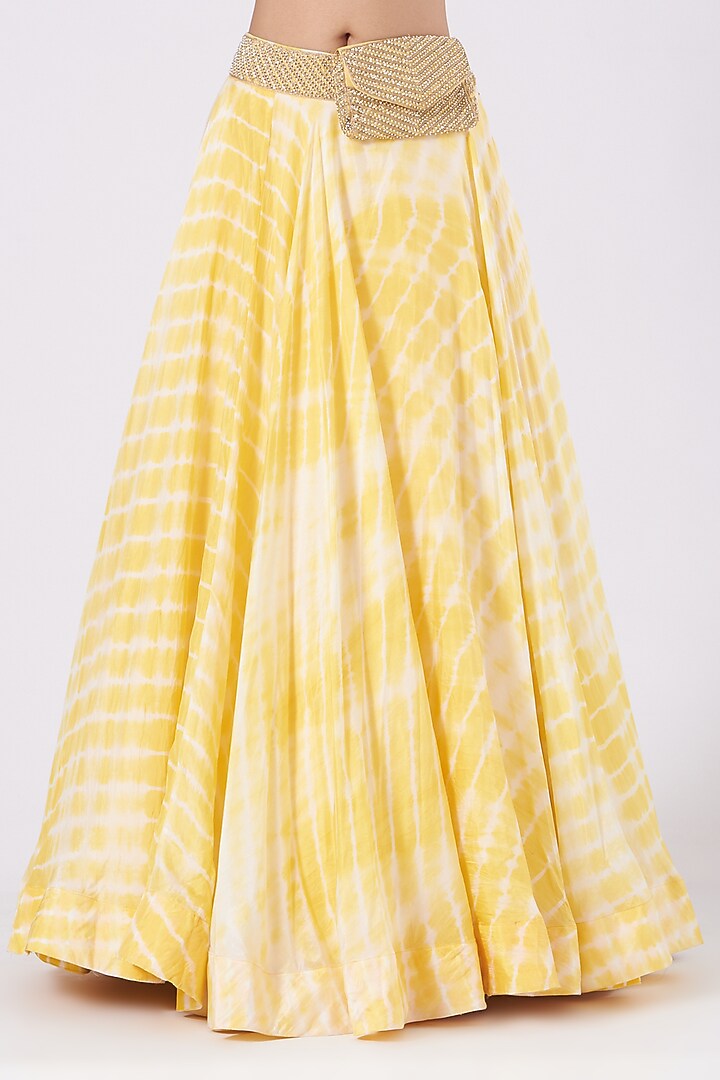 Yellow Leheriya Bridal Lehenga Set by Faabiiana at Pernia's Pop Up Shop