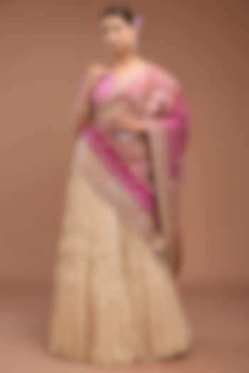 Ivory Crushed Silk Bridal Lehenga Set by Faabiiana at Pernia's Pop Up Shop