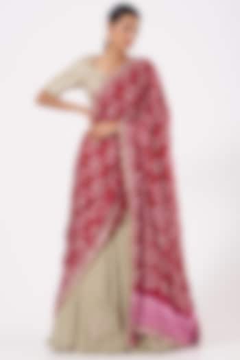 Dull Gold Crushed Bridal Lehenga Set by Faabiiana at Pernia's Pop Up Shop