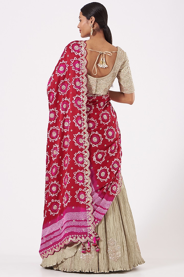 Dull Gold Crushed Bridal Lehenga Set by Faabiiana at Pernia's Pop Up Shop