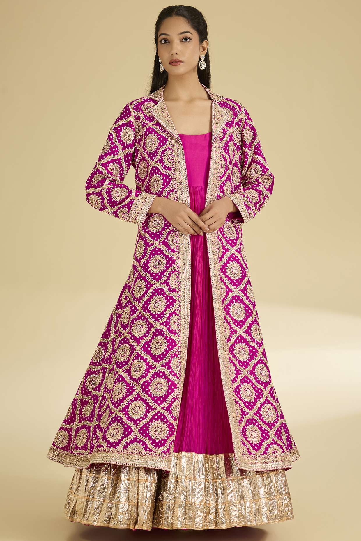 Pink Gajji Silk Jacket Set by Faabiiana at Pernia's Pop Up Shop