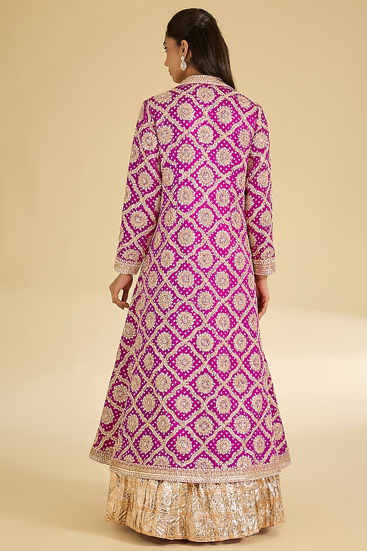 Pink Gajji Silk Jacket Set by Faabiiana at Pernia's Pop Up Shop